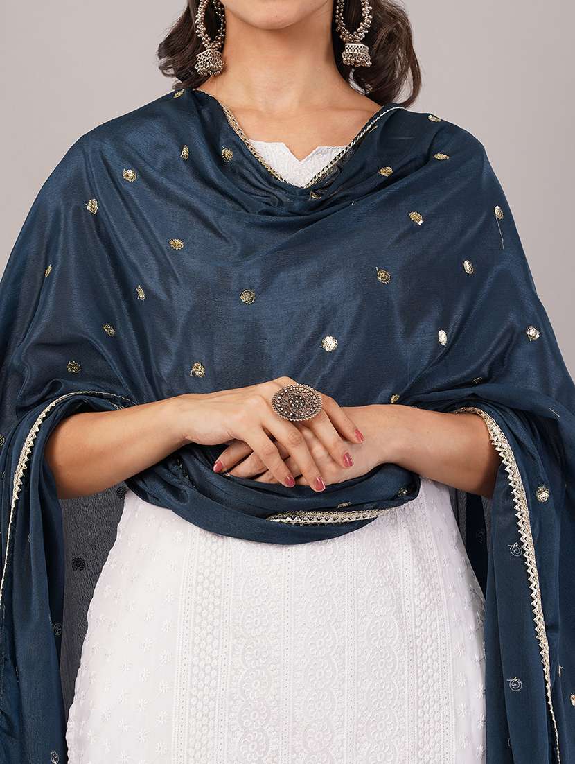 women solid with sequin work dupatta  - 22186182 -  Standard Image - 5