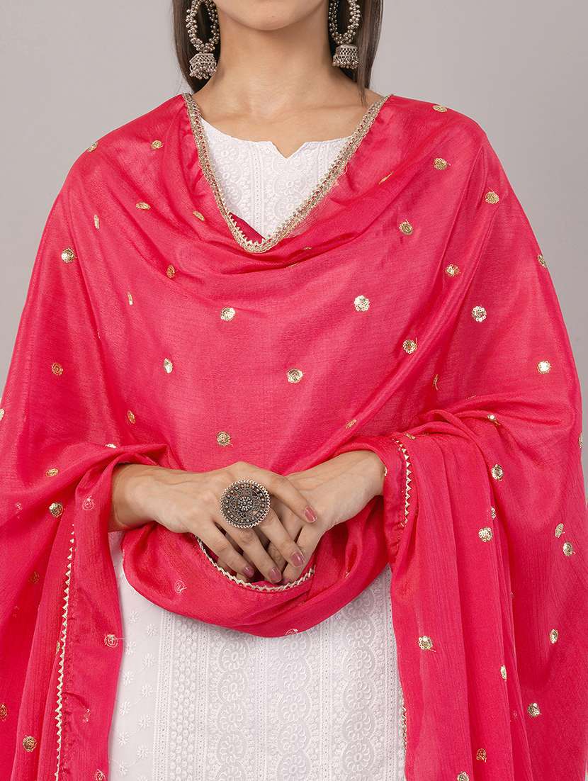 women solid with sequin work dupatta  - 22186184 -  Standard Image - 5
