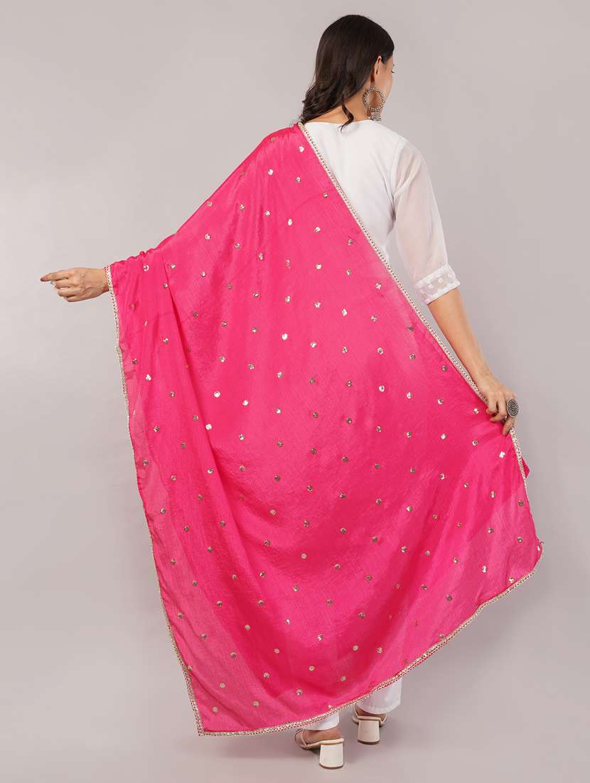 women solid with sequin work dupatta  - 22186185 -  Standard Image - 3
