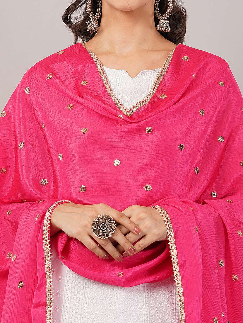 women solid with sequin work dupatta  - 22186185 -  Standard Image - 5