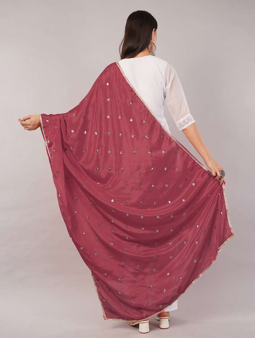 women solid with sequin work dupatta  - 22186186 -  Standard Image - 3