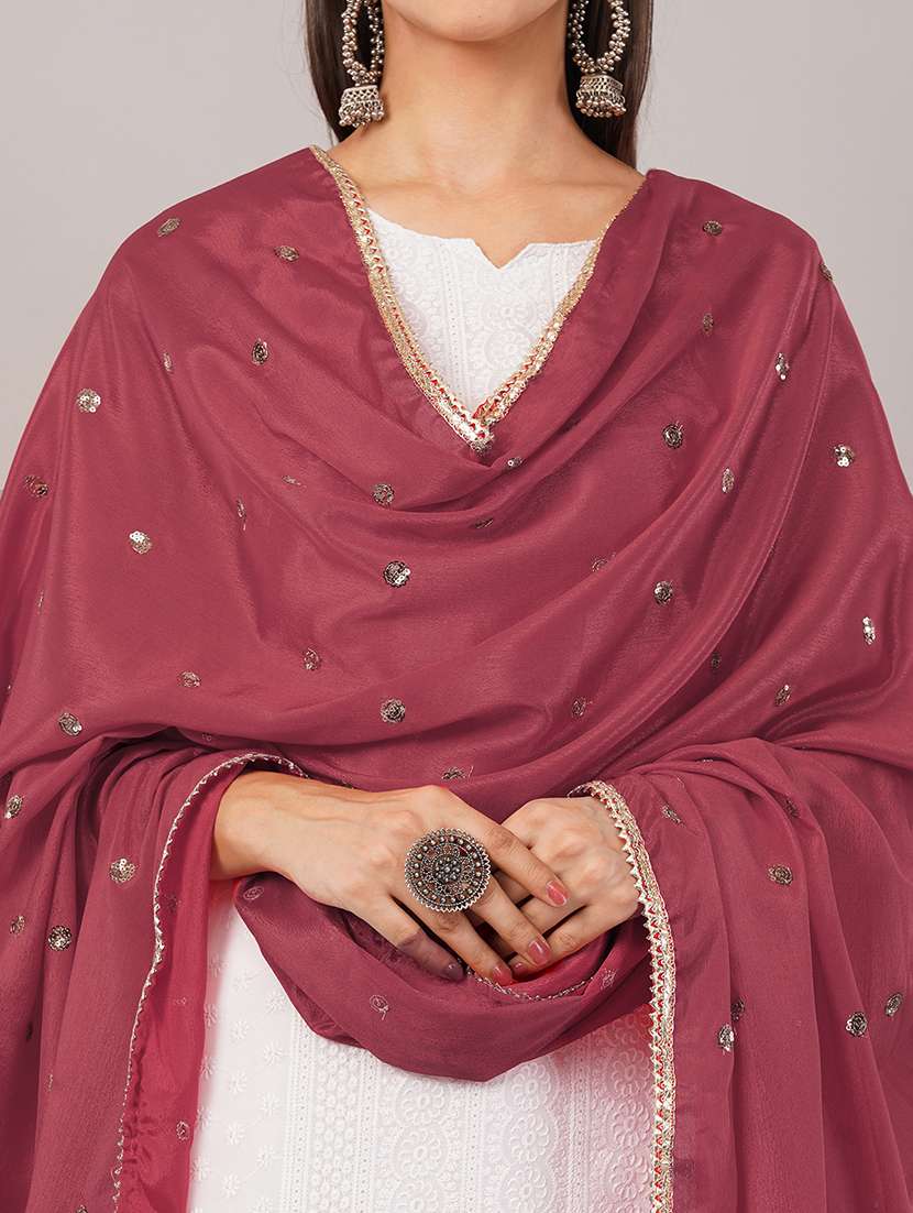 women solid with sequin work dupatta  - 22186186 -  Standard Image - 5