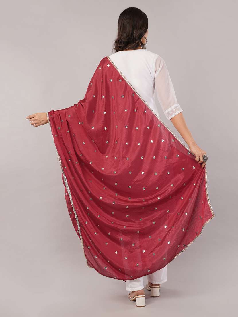women solid with sequin work dupatta  - 22186187 -  Standard Image - 3