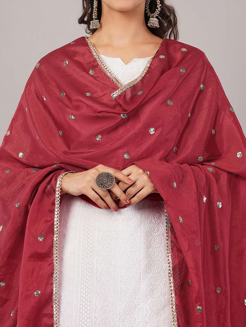 women solid with sequin work dupatta  - 22186187 -  Standard Image - 5