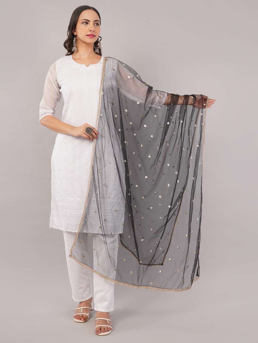 women solid with sequin work dupatta  - 22186188 -  Zoom Image - 0