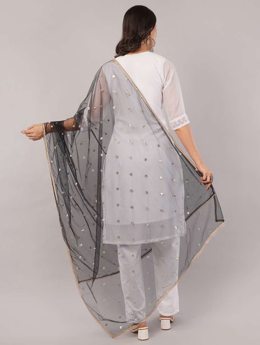 women solid with sequin work dupatta  - 22186188 -  Standard Image - 3