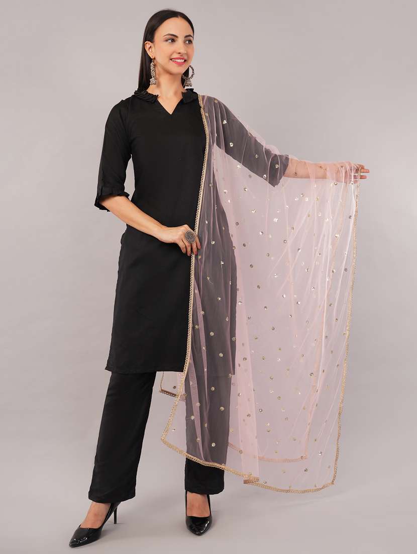 women solid with sequin work dupatta 