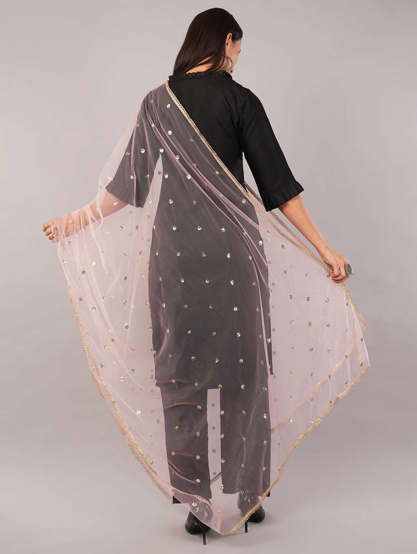 women solid with sequin work dupatta  - 22186189 -  Standard Image - 3