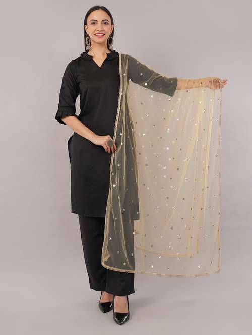 women solid with sequin work dupatta  - 22186190 -  Standard Image - 0
