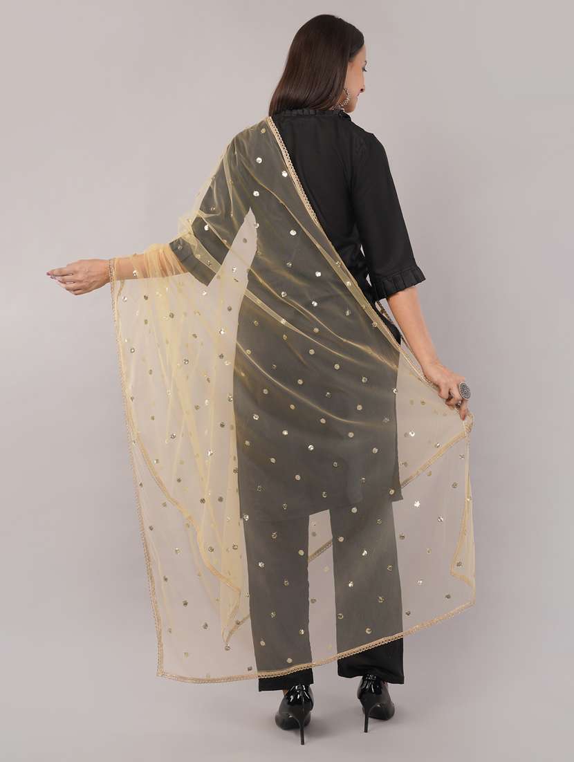 women solid with sequin work dupatta  - 22186190 -  Standard Image - 3