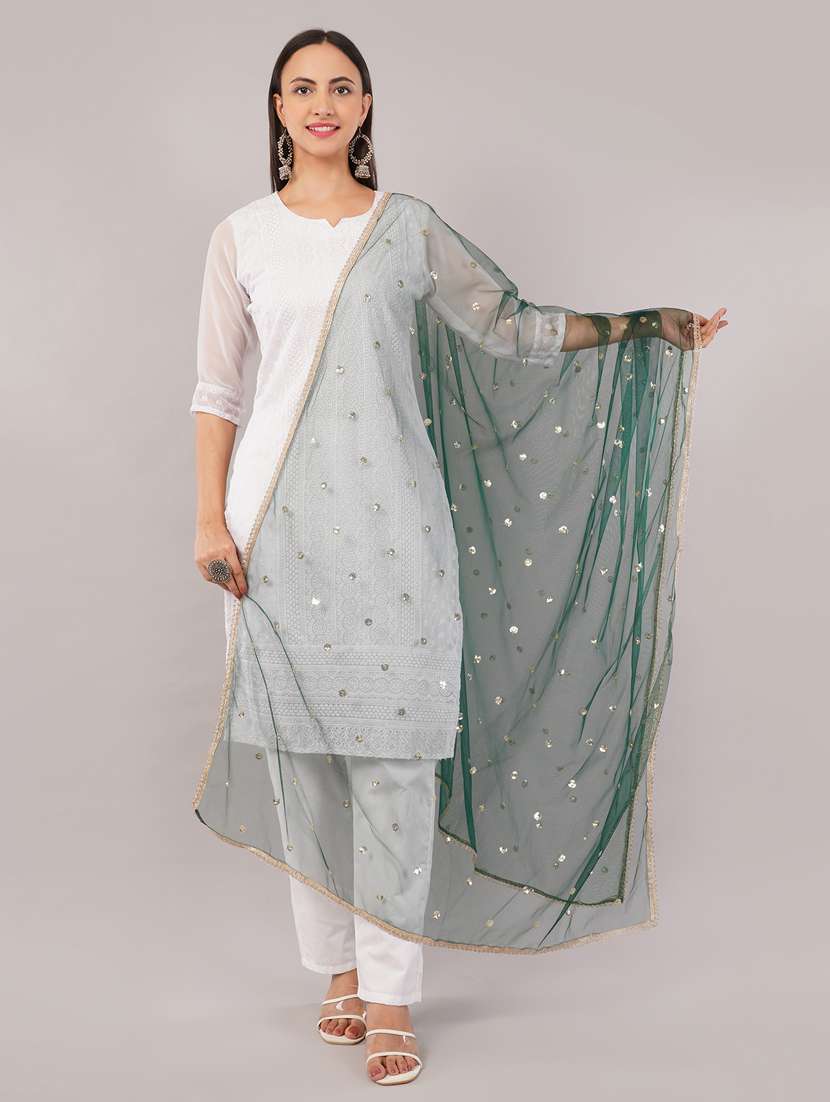 women solid with sequin work dupatta 