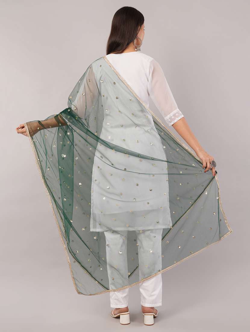 women solid with sequin work dupatta  - 22186192 -  Standard Image - 3