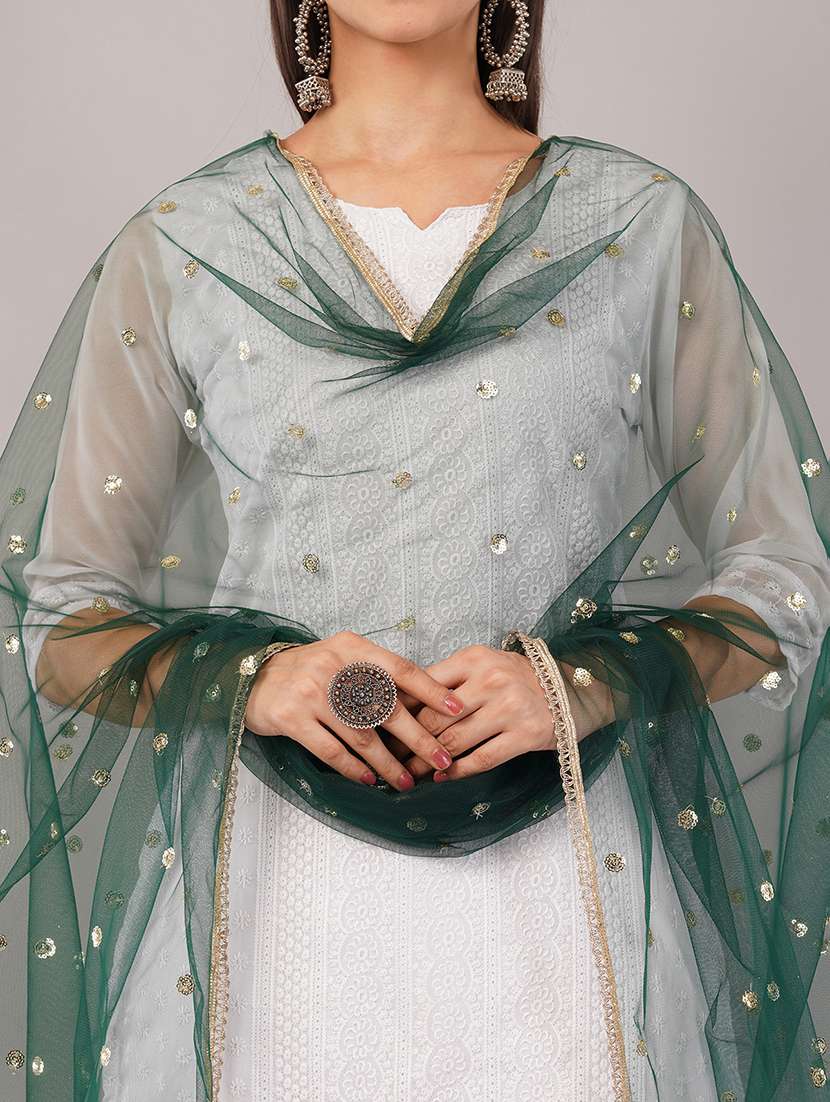 women solid with sequin work dupatta  - 22186192 -  Standard Image - 5