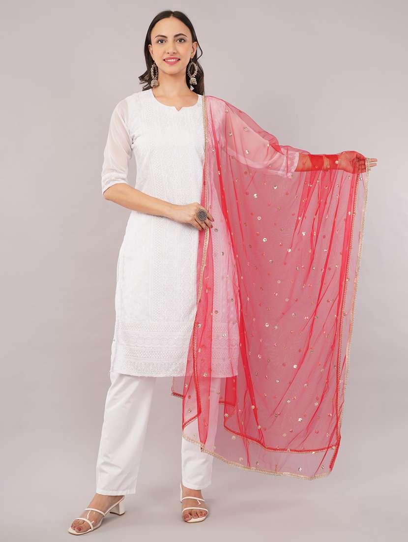 women solid with sequin work dupatta 