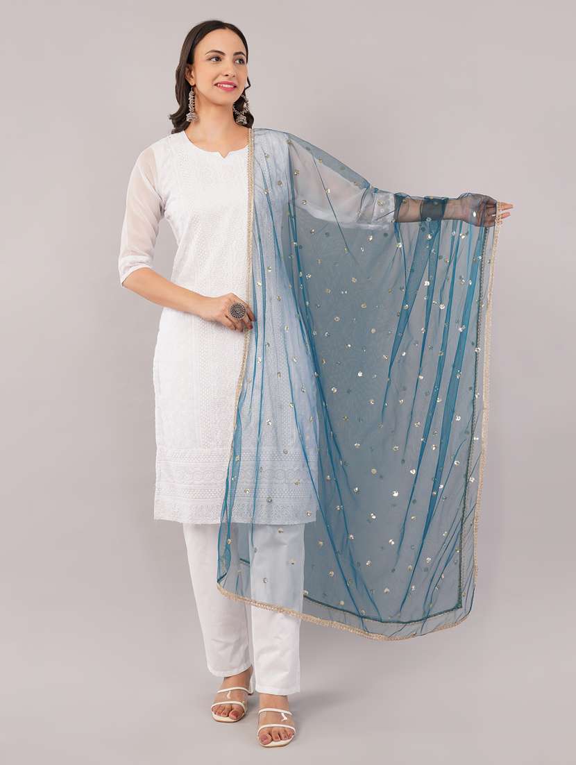 women solid with sequin work dupatta 