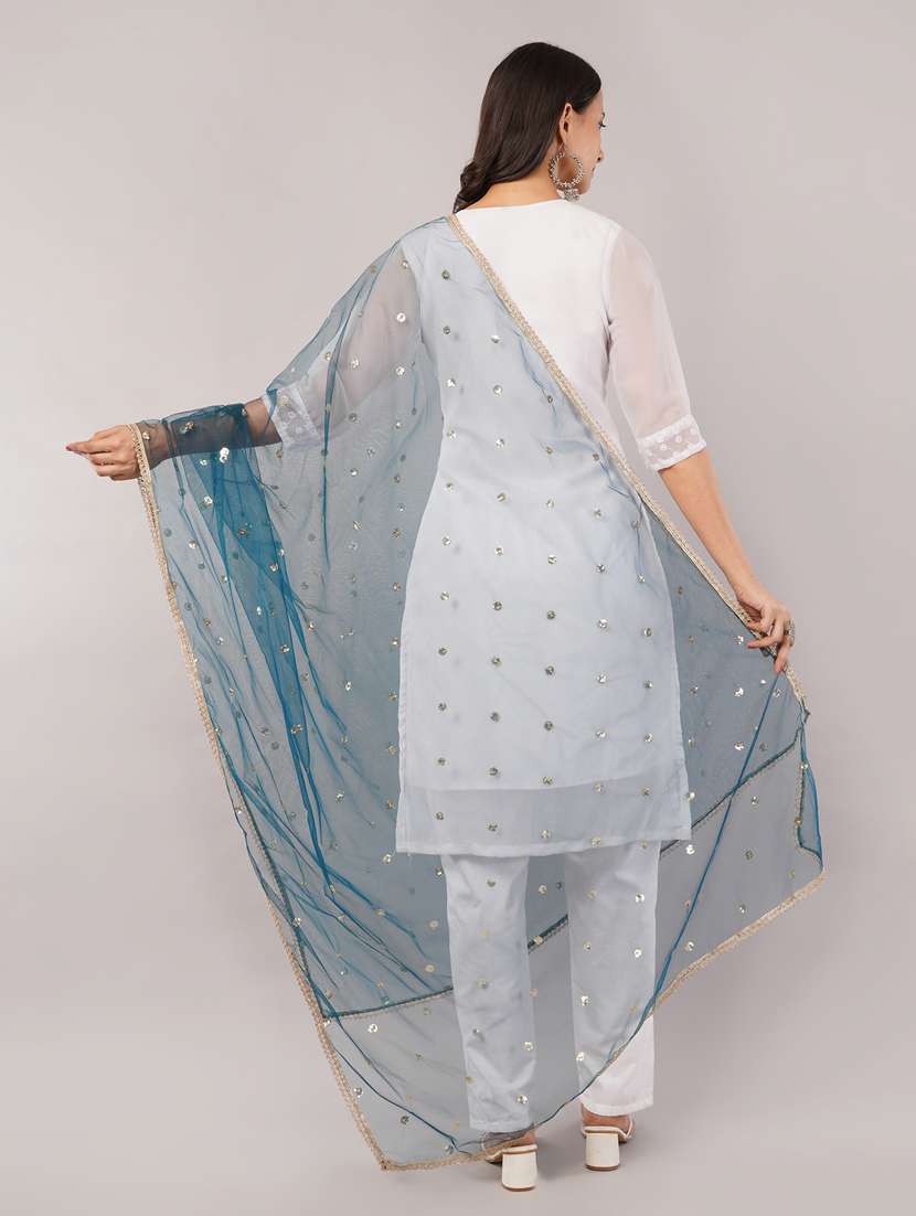 women solid with sequin work dupatta  - 22186195 -  Standard Image - 3