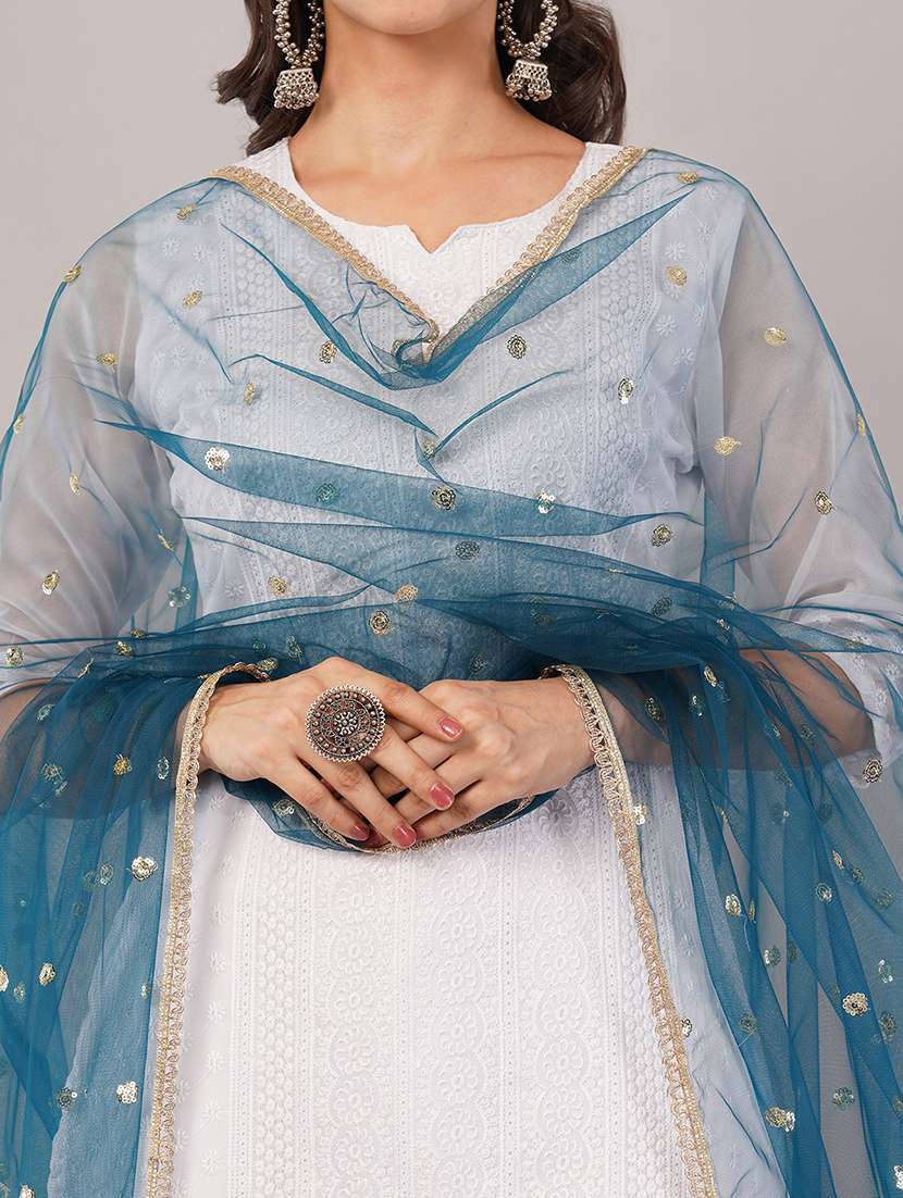 women solid with sequin work dupatta  - 22186195 -  Standard Image - 5