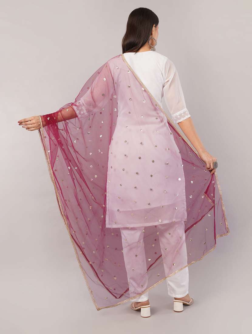 women solid with sequin work dupatta  - 22186196 -  Standard Image - 3