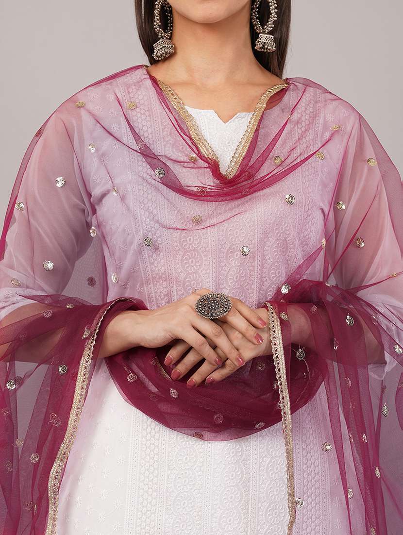 women solid with sequin work dupatta  - 22186196 -  Standard Image - 5