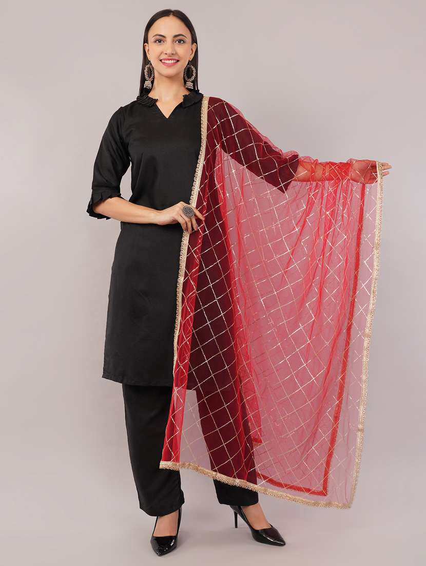 women solid with sequin work dupatta  - 22186198 -  Zoom Image - 0