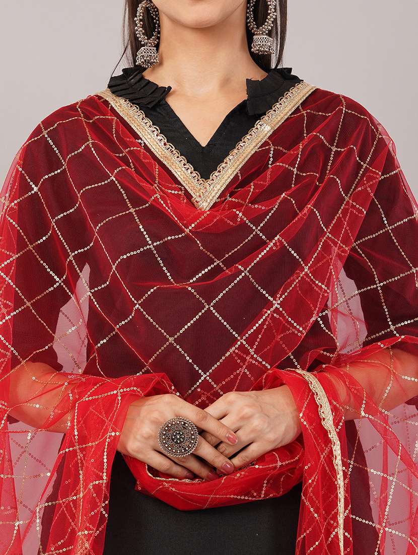 women solid with sequin work dupatta  - 22186198 -  Standard Image - 5