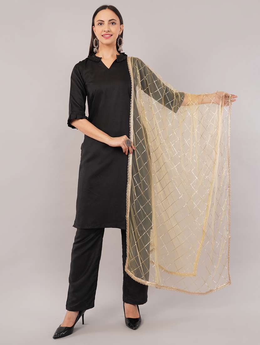 women solid with sequin work dupatta 