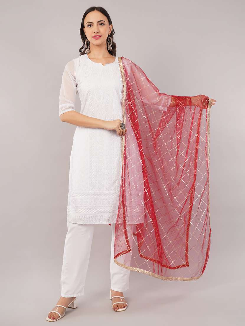 women solid with sequin work dupatta 