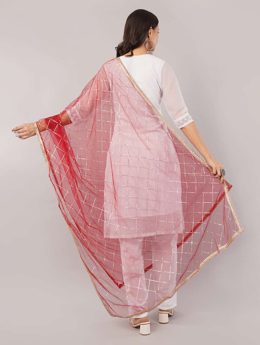 women solid with sequin work dupatta  - 22186200 -  Standard Image - 3