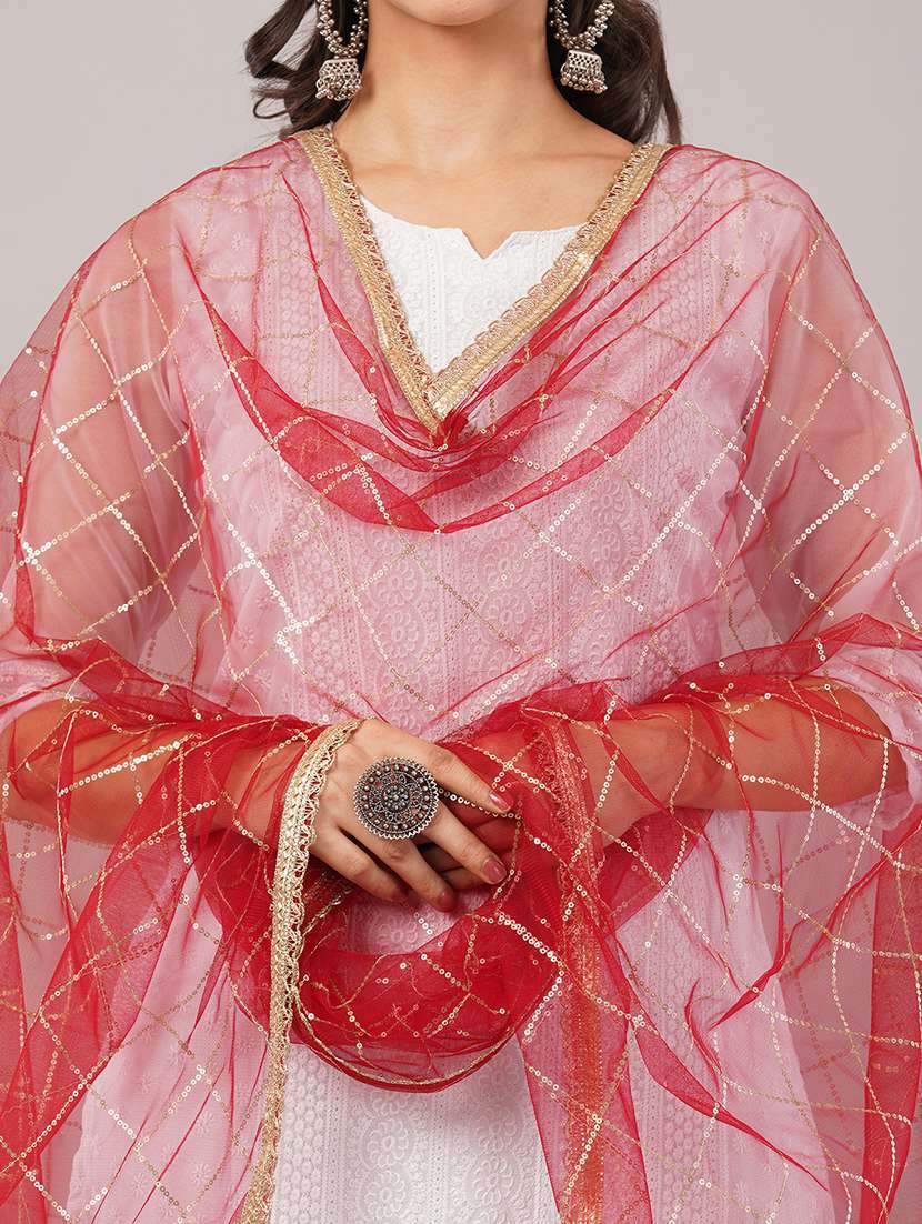 women solid with sequin work dupatta  - 22186200 -  Standard Image - 5