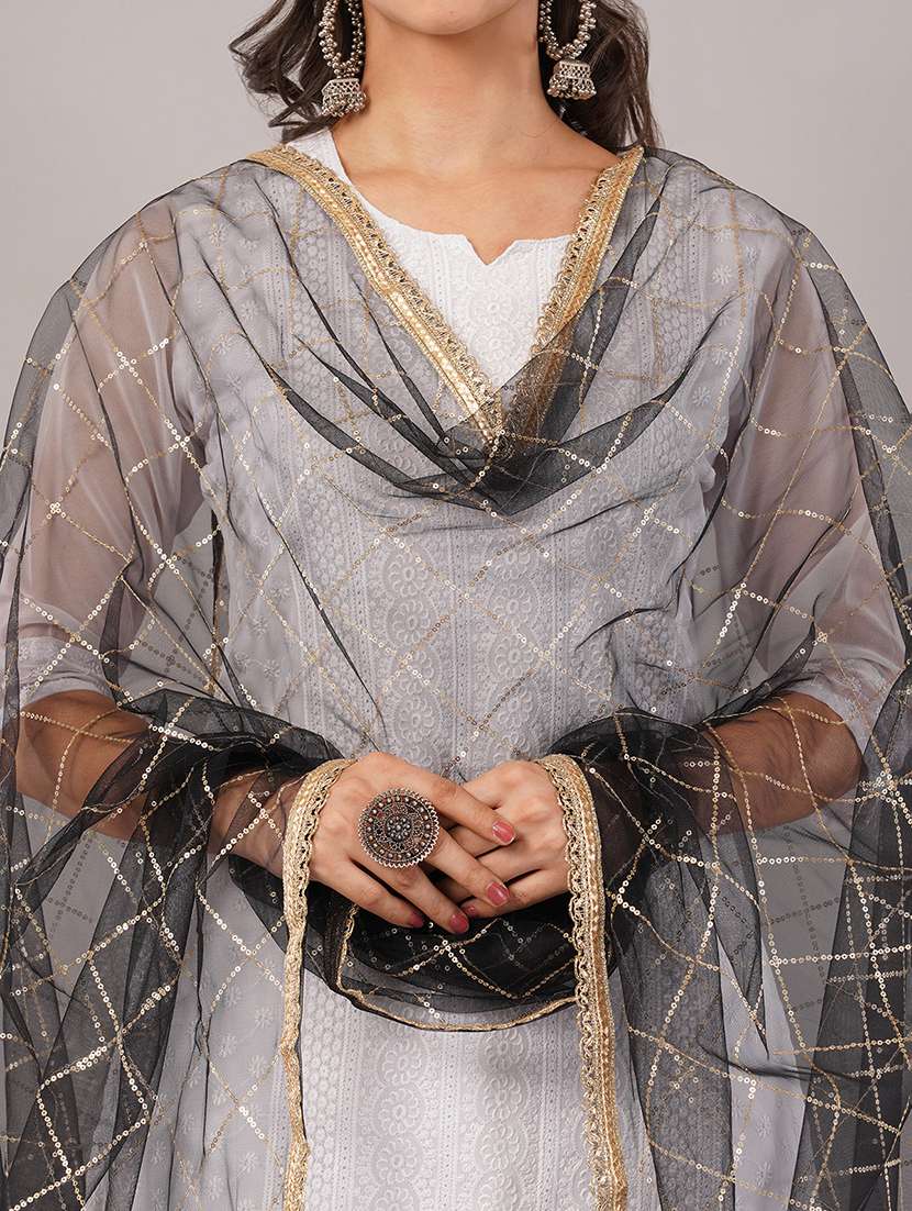women solid with sequin work dupatta  - 22186201 -  Standard Image - 5