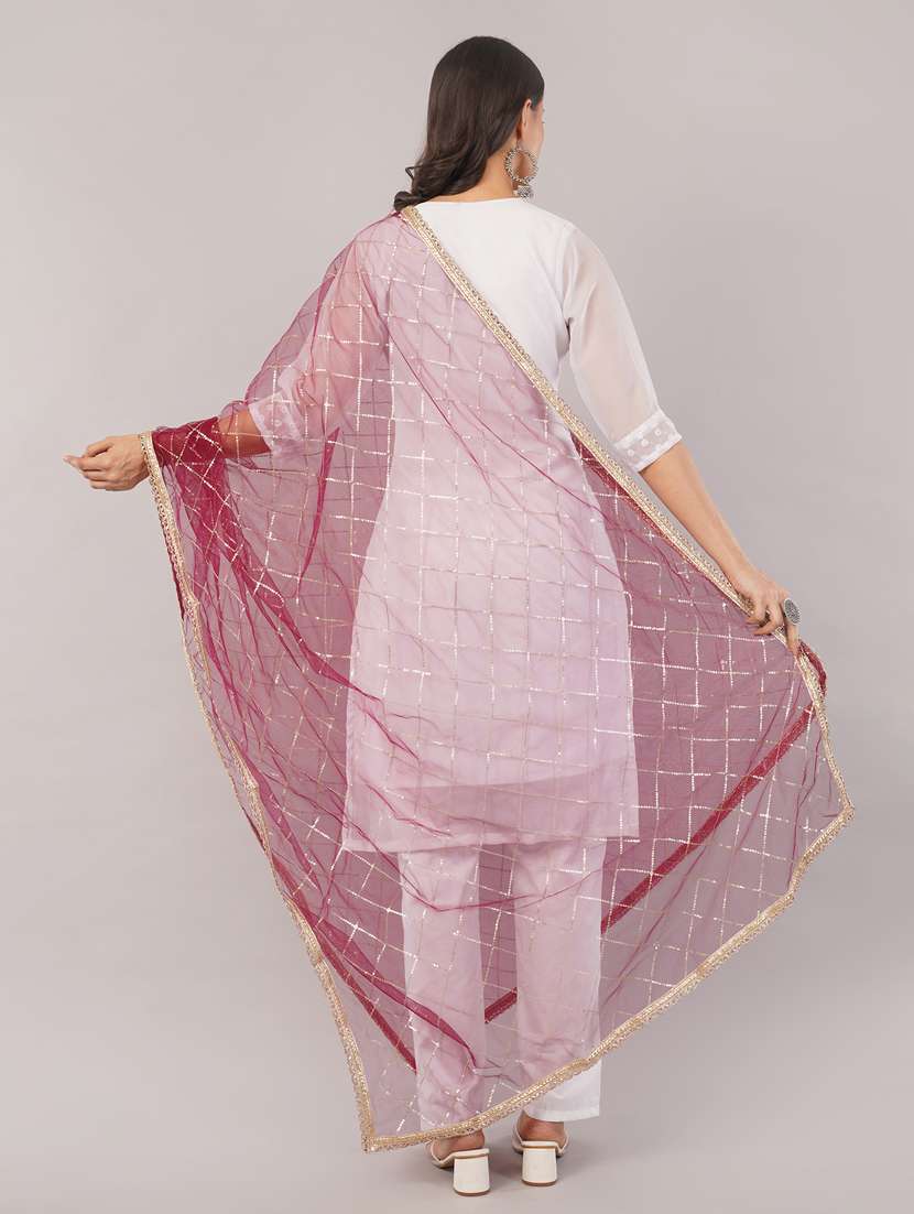 women solid with sequin work dupatta  - 22186202 -  Standard Image - 3