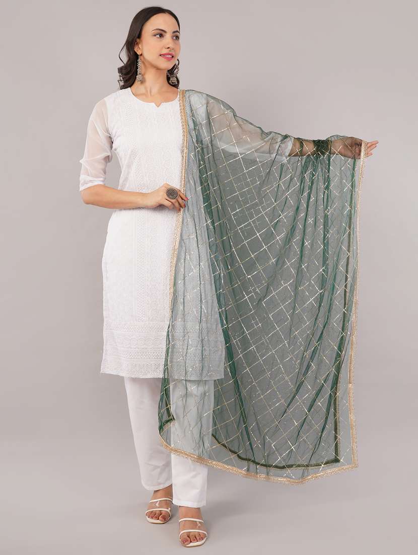 women solid with sequin work dupatta 