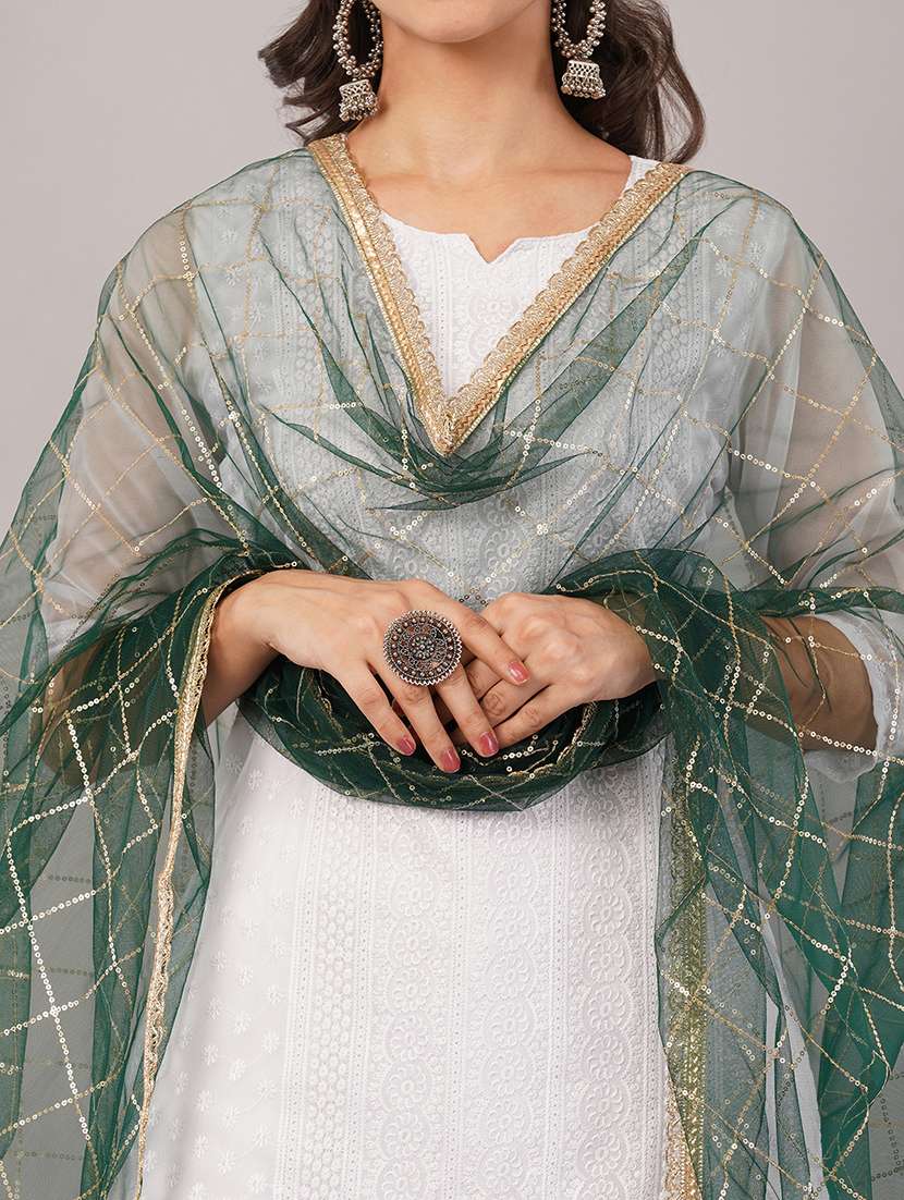 women solid with sequin work dupatta  - 22186203 -  Standard Image - 5