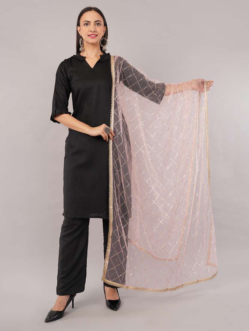 women solid with sequin work dupatta 
