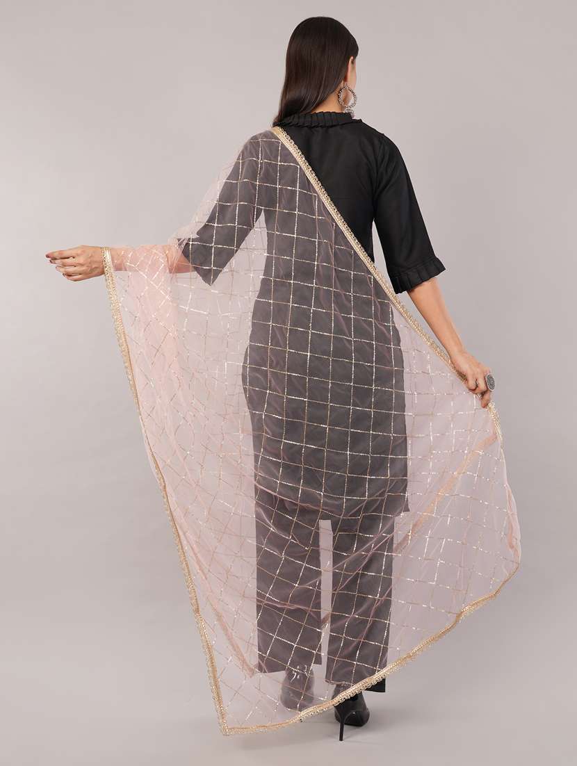 women solid with sequin work dupatta  - 22186204 -  Standard Image - 3