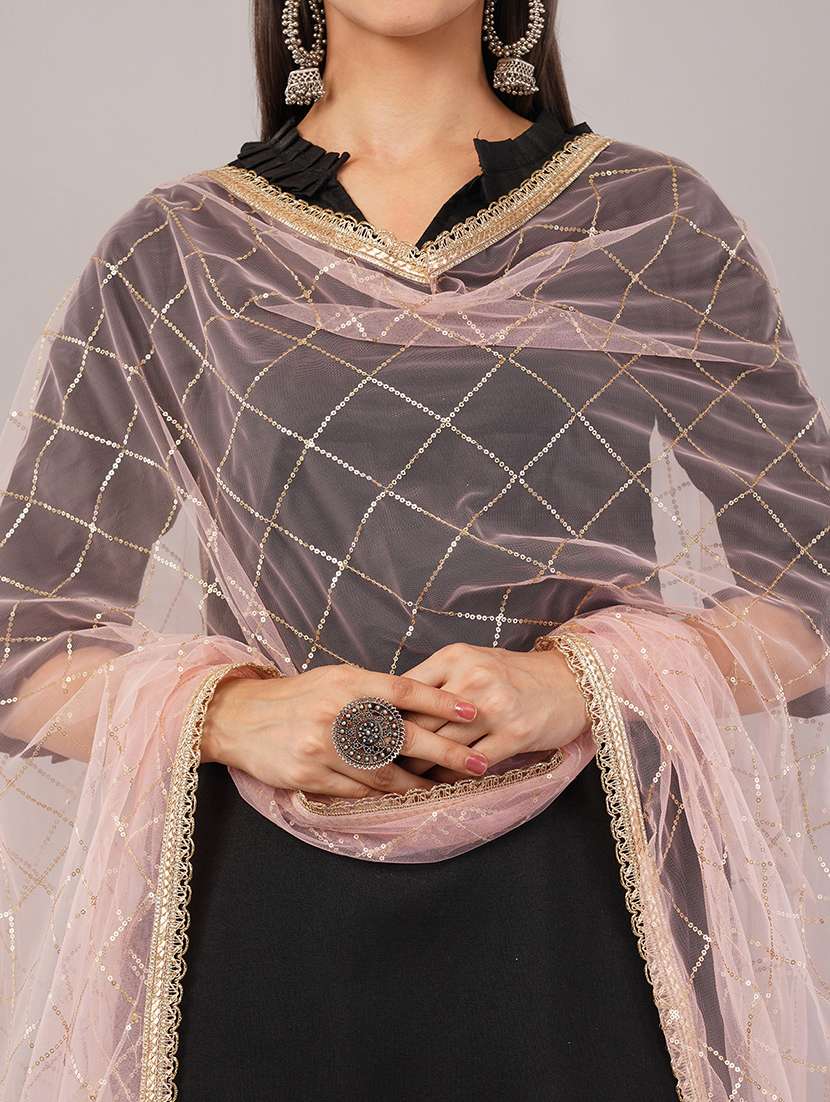 women solid with sequin work dupatta  - 22186204 -  Standard Image - 5
