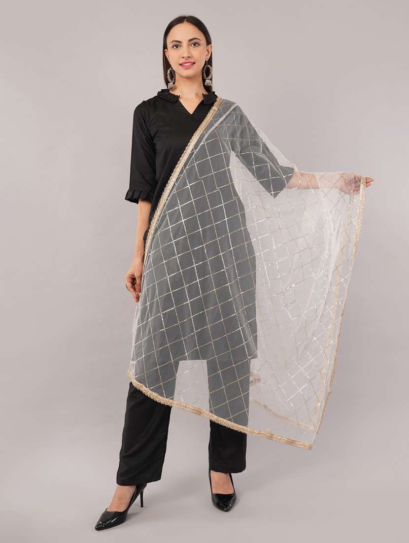 women solid with sequin work dupatta 