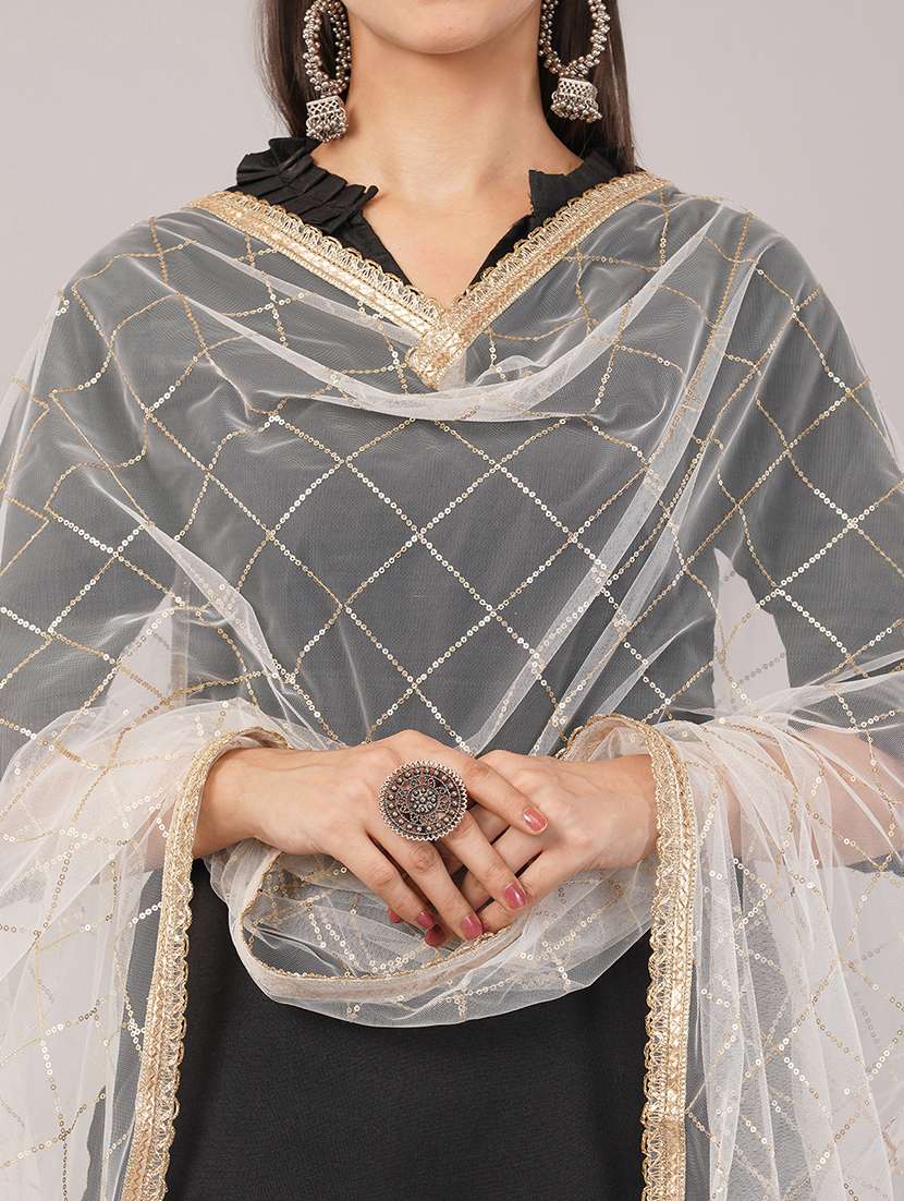 women solid with sequin work dupatta  - 22186205 -  Standard Image - 5