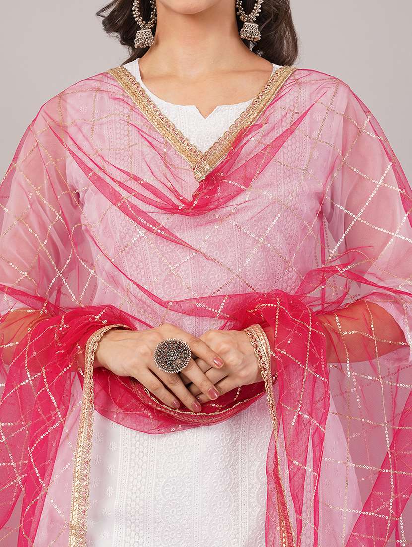 women solid with sequin work dupatta  - 22186206 -  Standard Image - 5