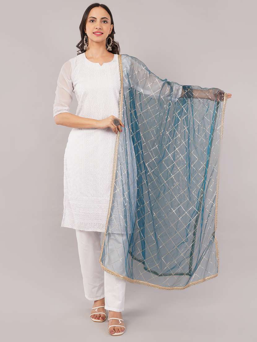 women solid with sequin work dupatta 