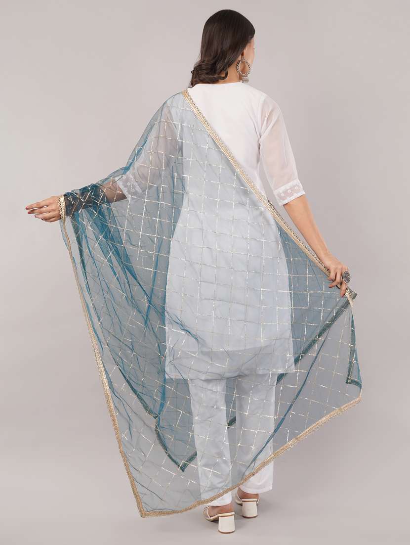 women solid with sequin work dupatta  - 22186207 -  Standard Image - 3