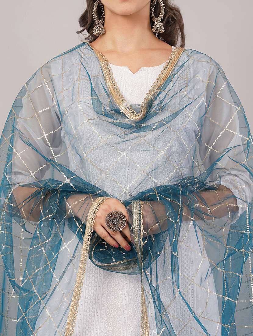 women solid with sequin work dupatta  - 22186207 -  Standard Image - 5