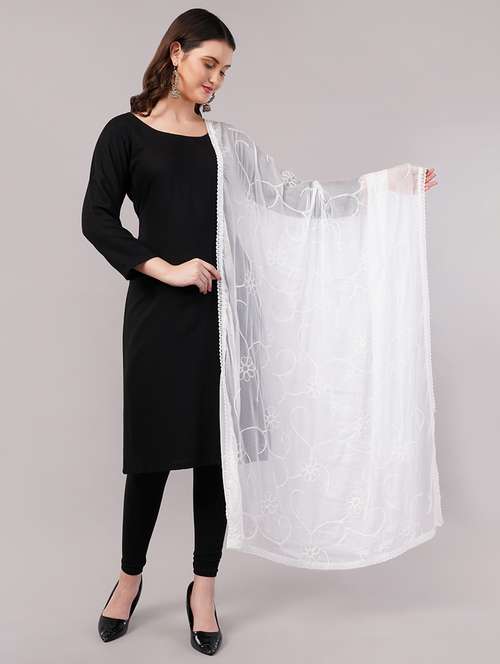 women solid with work embroidered dupatta  - 22186208 -  Standard Image - 0