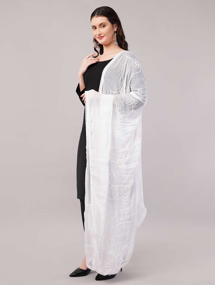 women solid with work embroidered dupatta  - 22186208 -  Standard Image - 3