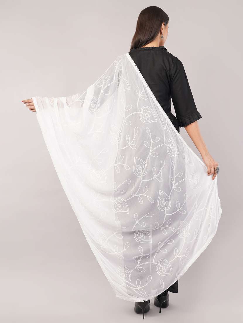 women solid with work embroidered dupatta  - 22186209 -  Standard Image - 3