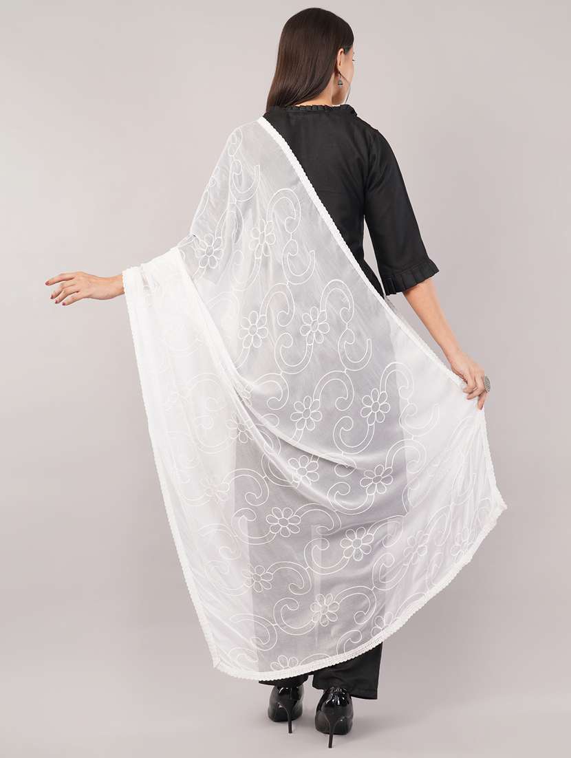 women solid with work embroidered dupatta  - 22186210 -  Standard Image - 3