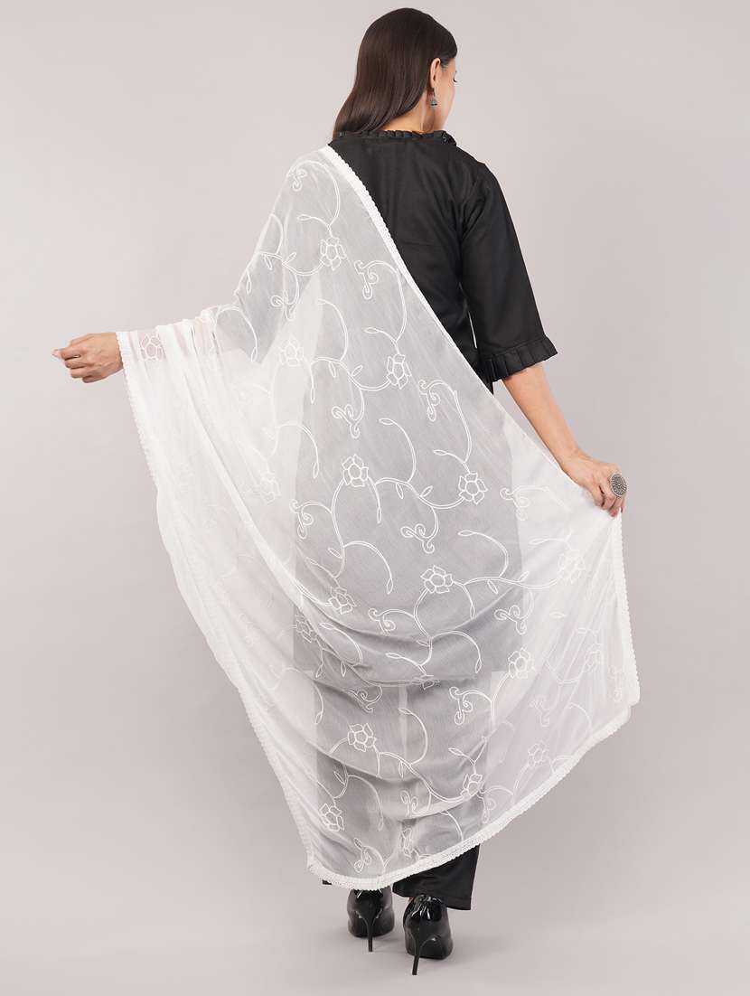 women solid with work embroidered dupatta  - 22186212 -  Standard Image - 3