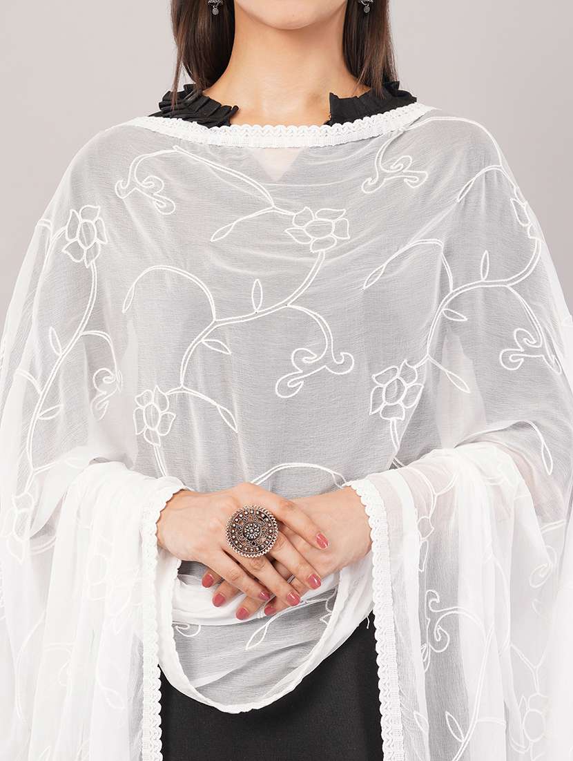 women solid with work embroidered dupatta  - 22186212 -  Standard Image - 5