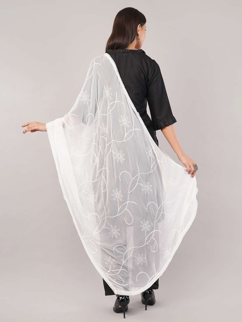 women solid with work embroidered dupatta  - 22186213 -  Standard Image - 3