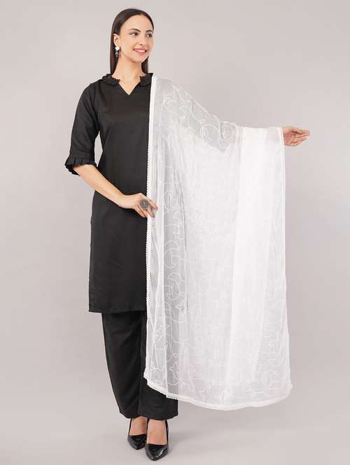 women solid with work embroidered dupatta  - 22186214 -  Standard Image - 0